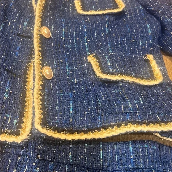 Source Unknown Blue Tweed Blazer and Skirt Set - Picture 2 of 6